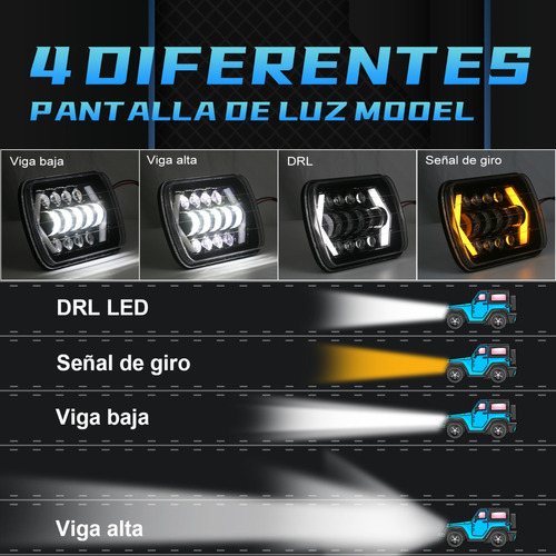 Par Faros 5x7 Cuadrado Jeep Cheroke Nissan Toyota  D21 Yj Xj Foto 5