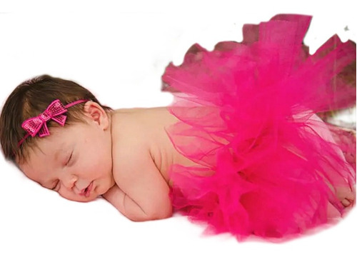 Saia Tutu Bailarina + Tiara Fotografia Bebê Newborn Pink