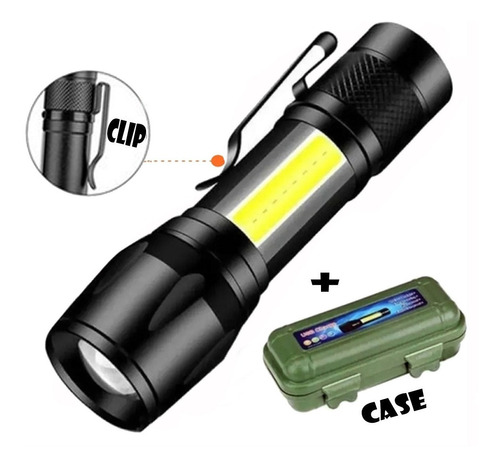 Mini Lanterna Led Tatica Recarregável Camping C/zoom + Case