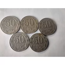 5 Monedas Chile 50 Centavos 1976 Año Escaso Níquel (2