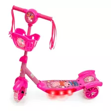 Patinete Musical Peppa Pig 3 Rodas Infantil Cesta Luz 