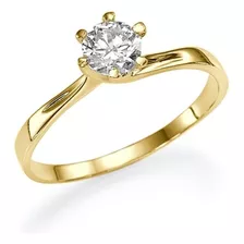 Anel De Noivado Solitário Ouro 18k Diamante 40 Pts Luxo
