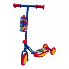 Paw Patrol Scooter Monopatin 3 Ruedas Luz Sonido Y Botella Color Azul