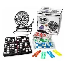 Bingo Bolillero Metalico Exahome Con 48 Cartones Y Fichas De Colores Premium
