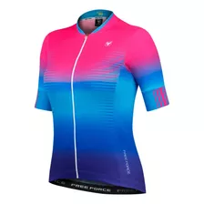 Camisa Ciclismo Free Force Sport Absolute Fem Azul|rosa