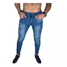 Calça Masculina Jeans Rasgada Lycra Premium Destroyed Skinny