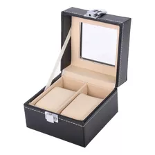 Watch Box Small 2 Mens Black Leather Dis Glass Top Joye...