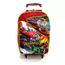 Mochila Escolar Hot Wheels Racing Rodinhas Tam G Meninos Cor Vermelho