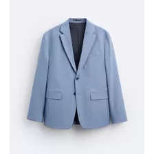 Blazer Zara Saco Azul Celeste Corte Recto 36 Us 