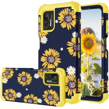 Funda Azul Para Moto G Stylus 2021 Diseno Floreado Amarillo