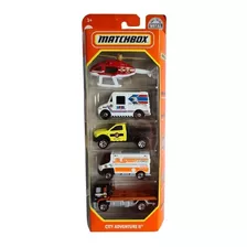 Pack Com 5 Carrinhos Matchbox Mbx City Adventure Ii