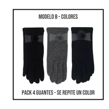 Pack 4 Guantes De Mujer Con Polar / Pompón / B