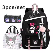 Mochila Kuromi Para Niña, Mochila Escolar Con Lonchera, Bols