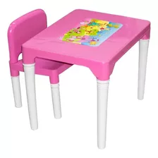 Mesa Infantil Com Cadeira Infantil Educativa Princesa Rosa
