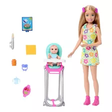 Boneca Barbie Skipper Cuidando De Bebe Mattel - Htk35