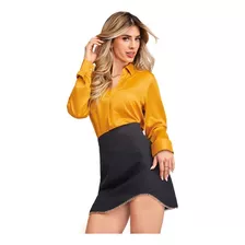 Blusa Dama Mostaza Satinada 978-61