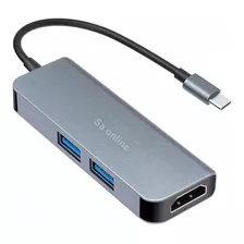 Adaptador 3 In 1 Tipo Usb-c Para Hmdi + Usb 3.0 * 2 Hub 4k