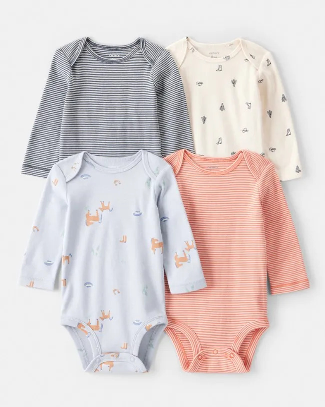 Pack X4 Bodies Carter's Manga Larga Para Bebé