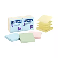 Notas Adhesivas Highland Popup De 3 X 3 Pulgadas, Varios Col