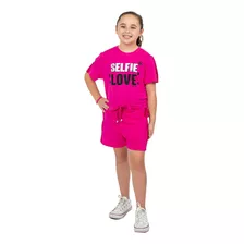 Conjunto Juvenil Infantil Feminino Kit Blusa E Short Verão