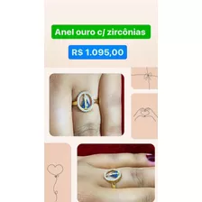 Anel Ouro 18k Com Zircônias