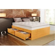 Base Box 4 Gavetões Casal Madeira Maciça Alto Padrão Bedroom Cor Mel