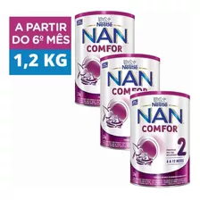 Kit 3 Fórmula Infantil Nestlé Nan Comfor 2 Cada Lata 1,2 Kg