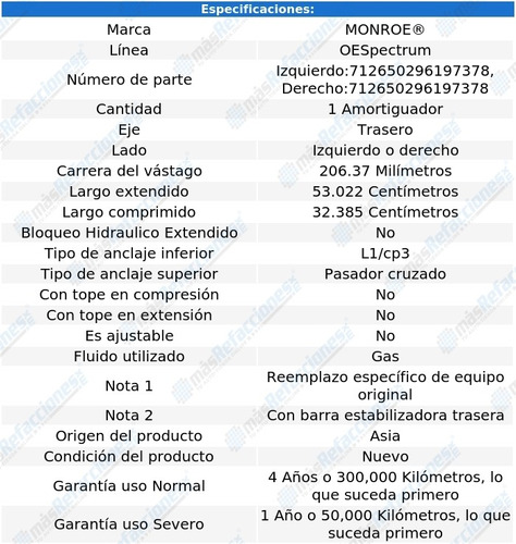 Amortiguador Oespectrum Gas Tra Buick Apollo 73 Monroe Foto 2