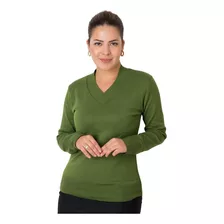 Blusa Tricot Básica De Frio Feminina Decote V Manga Longa