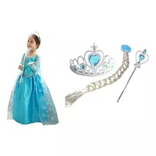 Fantasia Da Frozen Elsa Vestido Infantil Capa E Acessórios