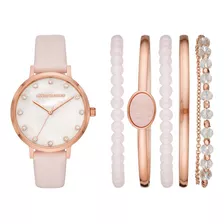 Reloj Pulsera Skechers Sr9034, Analógico, Para Mujer, Con Correa De Silicona Color Rosa Y Hebilla Simple