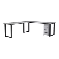  Mesa L Com Gaveteiro Minimalista Multiuso 150x150cm