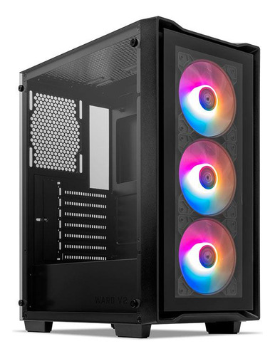 Imagem do produto Gabinete Gamer Mancer Ward V2, RGB, Mid-Tower, Lateral De Vidro, Com 3 Fans, Preto, MCR-WRDV2-BK em Mercado Livre
