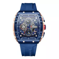 Reloj Para Hombre Curren Curren Chronograph Kred8203 Azul Color De La Correa Dorado