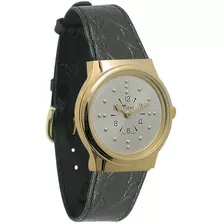 Para Hombre De Oro-el Tono De Cuarzo Braille Reloj Con