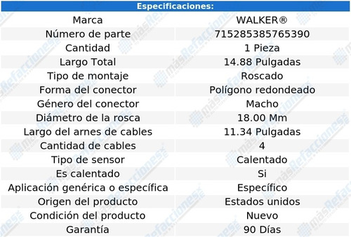 Sensor Gases Escape Honda Civic L4 1.7l 01-05 Walker Foto 6