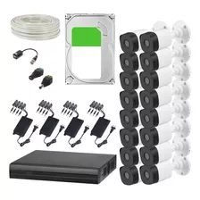 Dahua Kit Devideo Vigilancia 16 Cámaras 2 Mp 3 Tb De Disco Duro + Bobina De Cable Utp Cat53 Cámaras De Seguridadcon Detección De Movimiento Circuito Cerrado