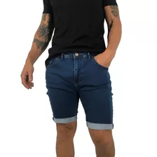 Bermuda Santa Elena Jeans Retro Lisa Slim Dobladillo Hombre 