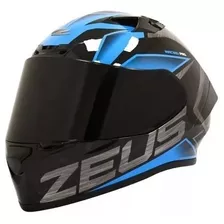 Casco Zeus 826 Glazed Negro Azul Visor Transparente