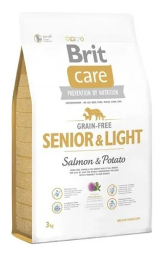 Alimento Brit Brit Care Salmon & Potato Senior & Light Para Perro Senior Todos Los Tamaños Sabor Salmón Y Papa En Bolsa De 3kg
