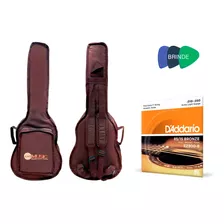 Bag Cargo P/ Violão Folk Eagle + Cordas Daddario 010