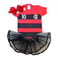  Kit Temático Fantasia Para Mesversário Flamengo Menina Body