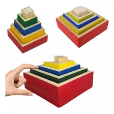 Cubos De Encaixe 5 Caixas Madeira Brinquedo Montessori 