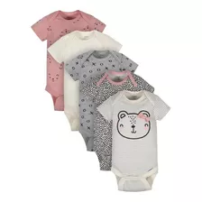 Pack De Bodies Gerber Nena Talle 12 Meses Oso Rosa 