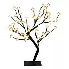 Arbol Con Flores Decorativo Luces Led Interior - Usb Calida