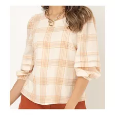 Blusa Viscose - Xadrez Bege