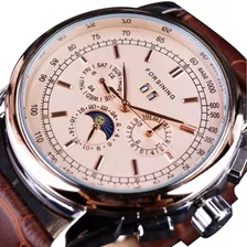 Moon Phase - Reloj Auotmático Para Hombre (piel Auténtica)