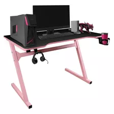 Escritorio Gamer Portavasos Soporte Audifonos Fibra Carbono Color Rosa