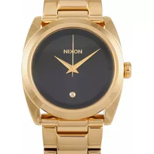 Reloj Nixon Queenpin Diamond Black Dial/gold Mujer Japonés