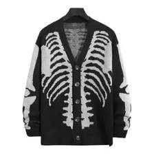 Sweater Esqueleto Calaveras Suéter Huesos Con Botones 